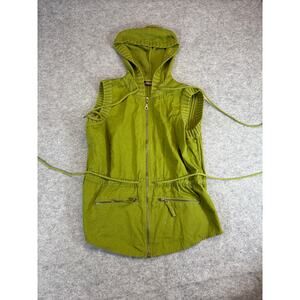 VINTAGE DKNY Active Vest Jacket Youth XL Green Hooded Ribbed Knit Athleisure